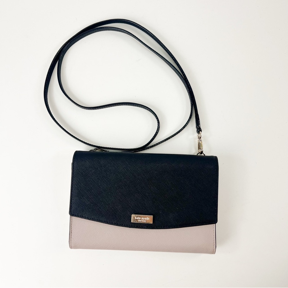 Kate Spade Laurel Way Winni Wallet Crossbody Two-Tone Black Almondine
